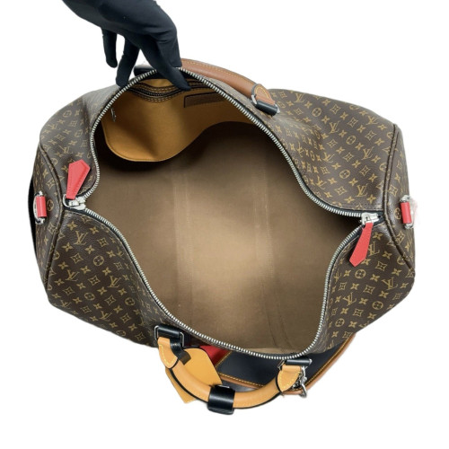 Louis Vuitton Keepall Bandouliere 50 Monogram Brown Black Red