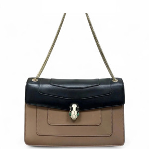 Bvlgari Large Serpenti Forever Shoulder Bag Smooth Calfskin Black Brown