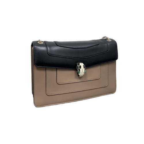 Bvlgari Large Serpenti Forever Shoulder Bag Smooth Calfskin Black Brown