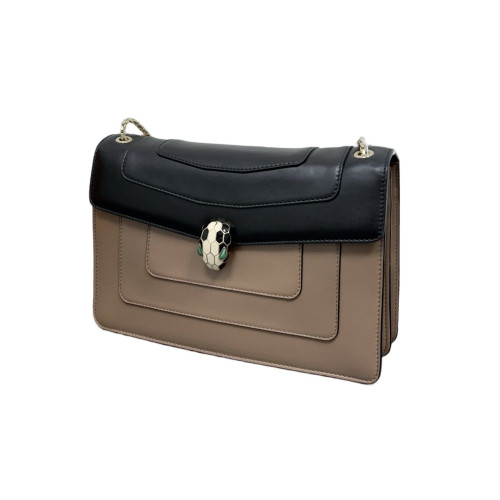 Bvlgari Large Serpenti Forever Shoulder Bag Smooth Calfskin Black Brown