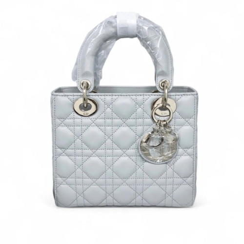 Dior Small Lady Dior Calfskin Light Grey