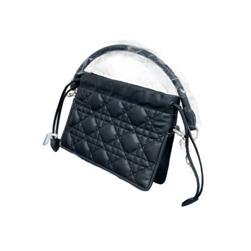 Dior Mini Lady Dior Milly Drawstring Bag Calfskin Black Dior Mini Lady Dior Milly Drawstring Bag Calfskin Black