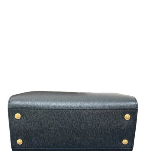 Burberry Mini Two Handle Title Tote Grained Calfskin Black