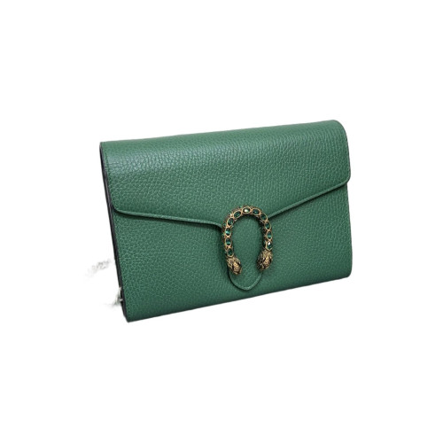 Gucci Crystal Mini Dionysus Chain Wallet Grained Calfskin Emerald Green
