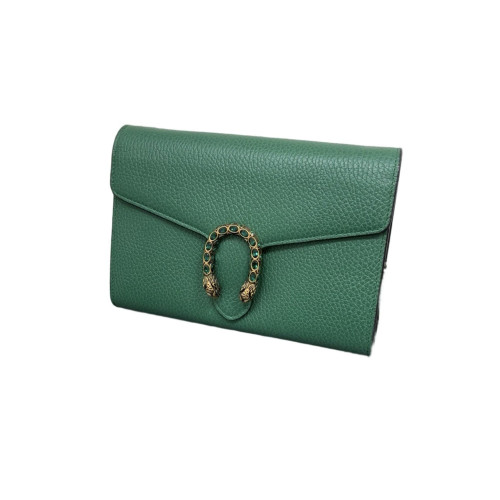 Gucci Crystal Mini Dionysus Chain Wallet Grained Calfskin Emerald Green
