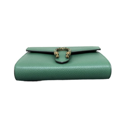 Gucci Crystal Mini Dionysus Chain Wallet Grained Calfskin Emerald Green