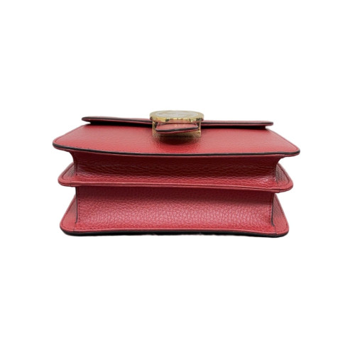 Gucci Small Interlocking G Shoulder Bag Grained Calfskin Red