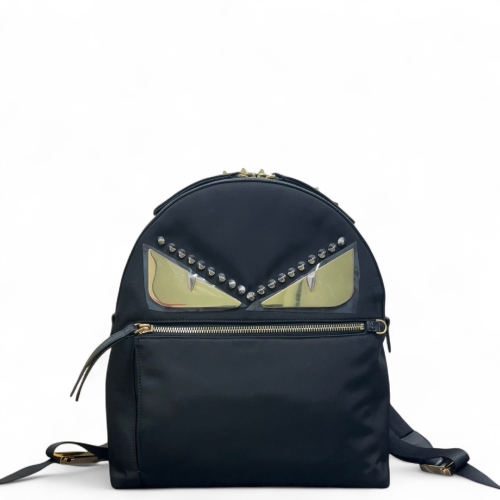 Fendi Studded Monster Eyes Medium Backpack Nylon Calfskin Black Fendi Studded Monster Eyes Medium Backpack Nylon Calfskin Black