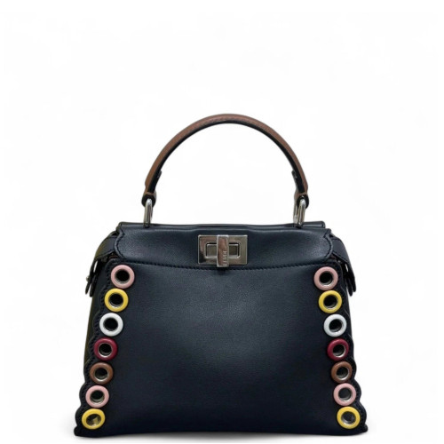 Fendi Peekaboo Mini Calfskin Black Brown Pink Fendi Peekaboo Mini Calfskin Black Brown Pink