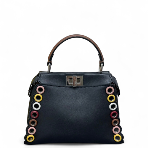 Fendi Peekaboo Mini Calfskin Black Brown Pink Fendi Peekaboo Mini Calfskin Black Brown Pink