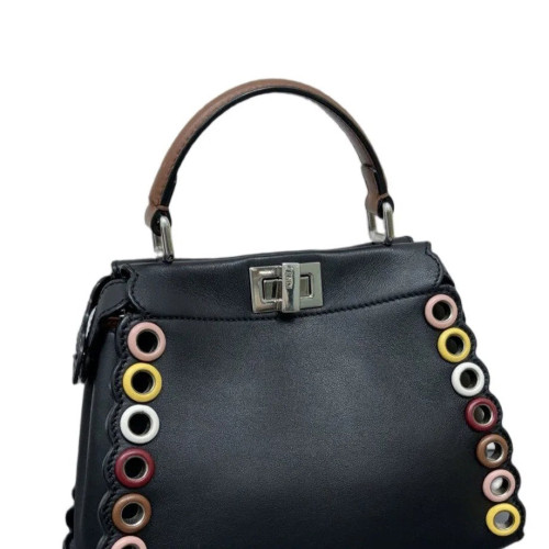 Fendi Peekaboo Mini Calfskin Black Brown Pink Fendi Peekaboo Mini Calfskin Black Brown Pink