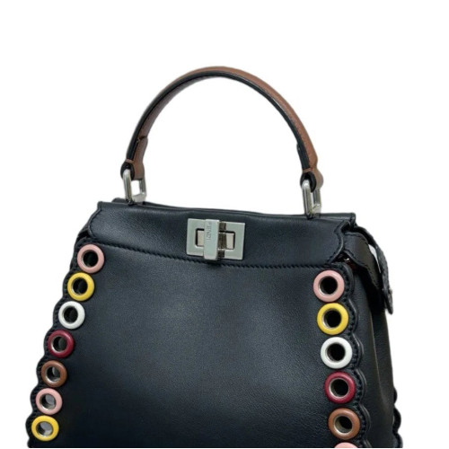 Fendi Peekaboo Mini Calfskin Black Brown Pink Fendi Peekaboo Mini Calfskin Black Brown Pink