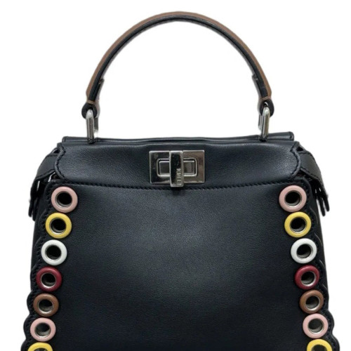 Fendi Peekaboo Mini Calfskin Black Brown Pink Fendi Peekaboo Mini Calfskin Black Brown Pink