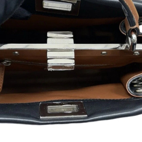Fendi Peekaboo Mini Calfskin Black Brown Pink Fendi Peekaboo Mini Calfskin Black Brown Pink