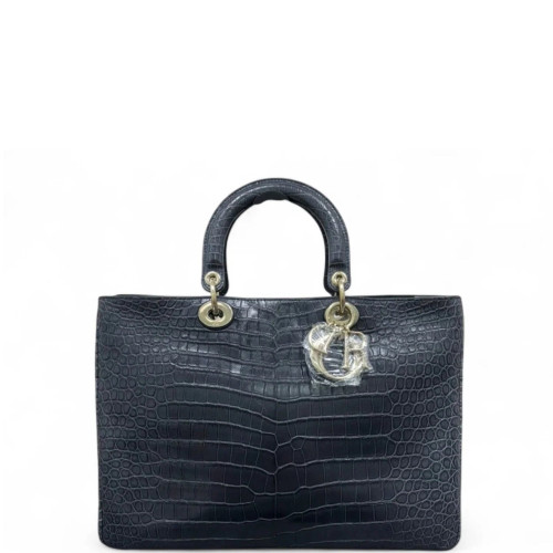 Dior Large Diorissimo Tote Shiny Crocodile Dark Grey Dior Large Diorissimo Tote Shiny Crocodile Dark Grey