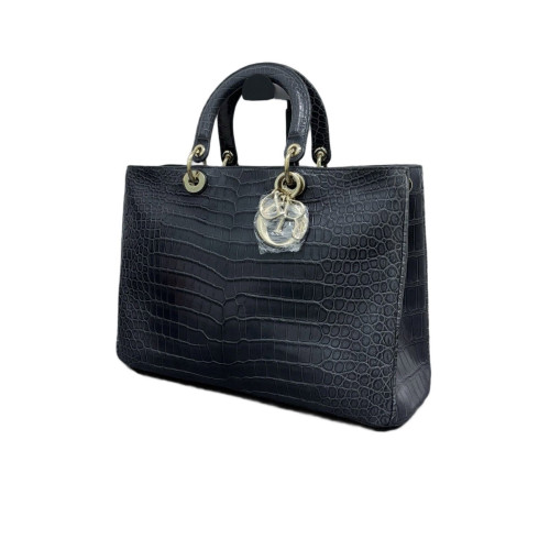 Dior Large Diorissimo Tote Shiny Crocodile Dark Grey Dior Large Diorissimo Tote Shiny Crocodile Dark Grey