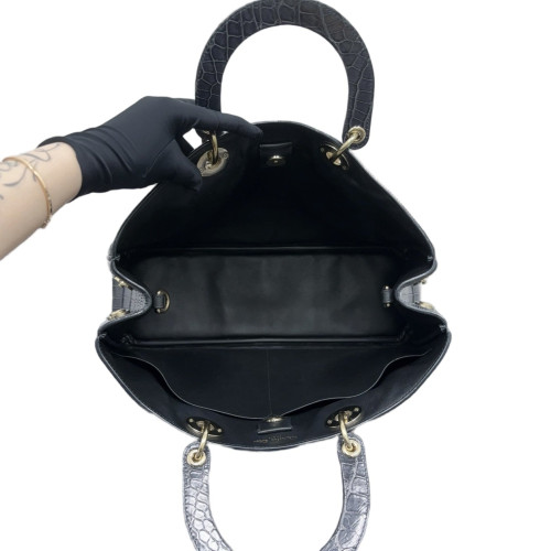 Dior Large Diorissimo Tote Shiny Crocodile Dark Grey Dior Large Diorissimo Tote Shiny Crocodile Dark Grey