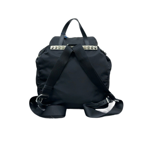 Prada Studded Backpack Nylon Vela Black Blue