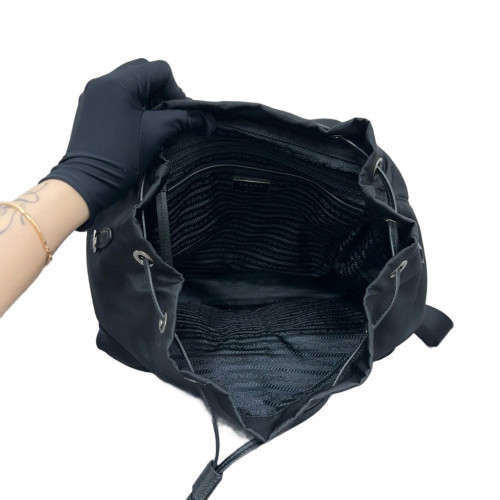 Prada Studded Backpack Nylon Vela Black Blue