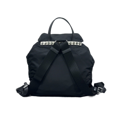 Prada Studded Backpack Nylon Vela Black White