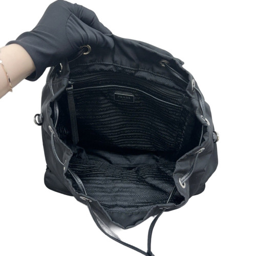 Prada Studded Backpack Nylon Vela Black White