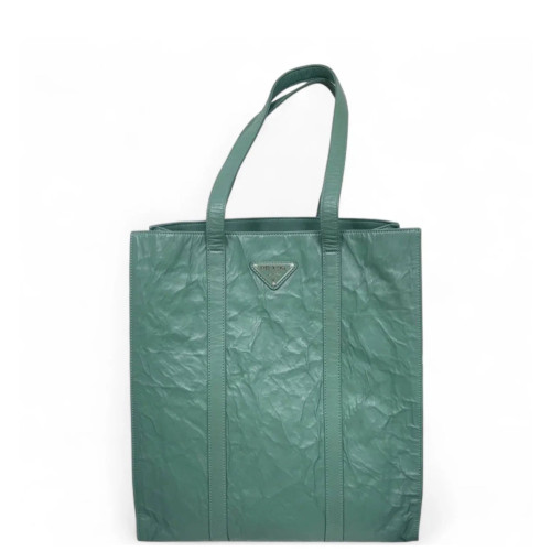 Prada Tote Bag Crumpled Lambskin Green