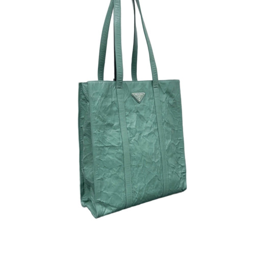 Prada Tote Bag Crumpled Lambskin Green