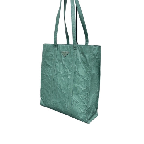 Prada Tote Bag Crumpled Lambskin Green