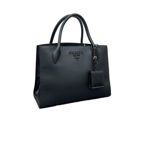 Prada Large Monochrome Tote Saffiano Calfskin Black