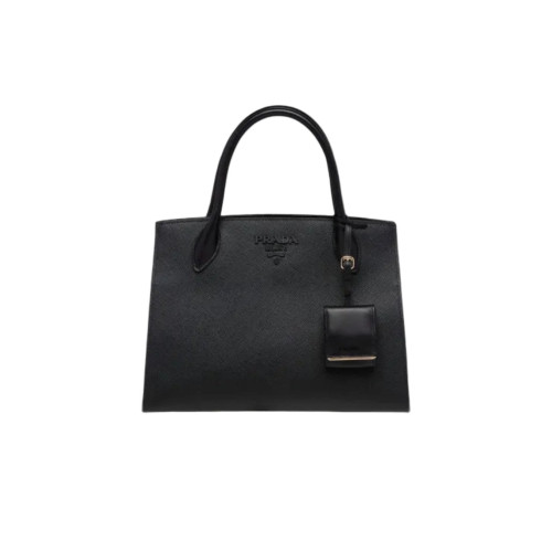 Prada Large Monochrome Tote Saffiano Calfskin Black