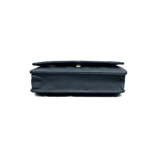 Chanel Quilted Wallet On Chain Grained Calfskin Black