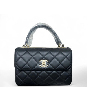 Chanel Quilted Small Trendy CC Handle Flap Lambskin Black