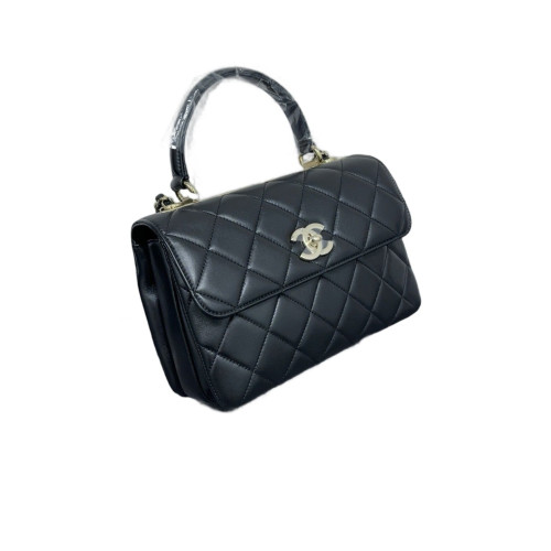 Chanel Quilted Small Trendy CC Handle Flap Lambskin Black Chanel Quilted Small Trendy CC Handle Flap Lambskin Black