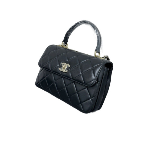 Chanel Quilted Small Trendy CC Handle Flap Lambskin Black Chanel Quilted Small Trendy CC Handle Flap Lambskin Black
