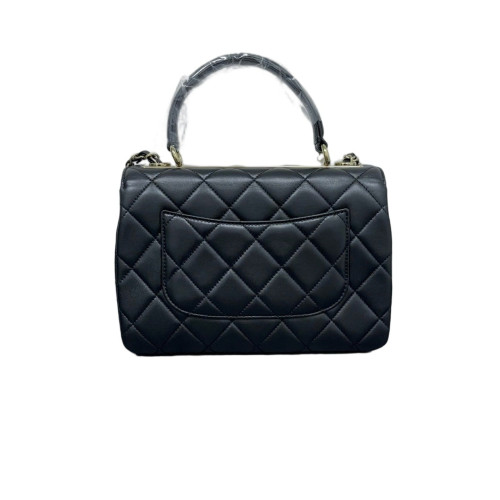 Chanel Quilted Small Trendy CC Handle Flap Lambskin Black Chanel Quilted Small Trendy CC Handle Flap Lambskin Black