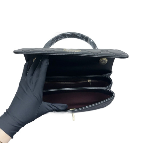 Chanel Quilted Small Trendy CC Handle Flap Lambskin Black Chanel Quilted Small Trendy CC Handle Flap Lambskin Black