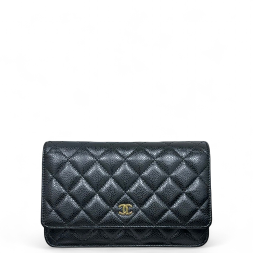 Chanel Quilted Wallet On Chain Grained Calfskin Black Chanel Quilted Wallet On Chain Grained Calfskin Black