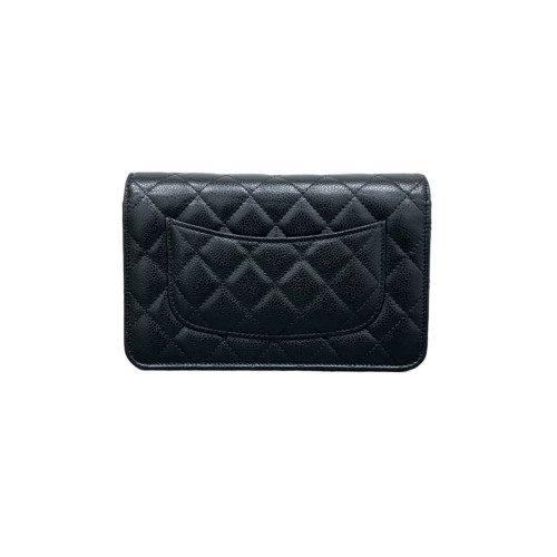 Chanel Quilted Wallet On Chain Grained Calfskin Black Chanel Quilted Wallet On Chain Grained Calfskin Black