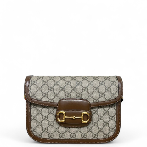Gucci Small Horsebit 1955 GG Supreme Monogram Beige Brown