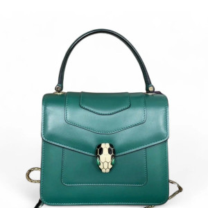 Bvlgari Small Serpenti Forever Top Handle Bag Smooth Calfskin Green