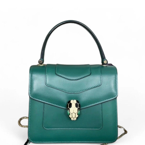 Bvlgari Small Serpenti Forever Top Handle Bag Smooth Calfskin Green