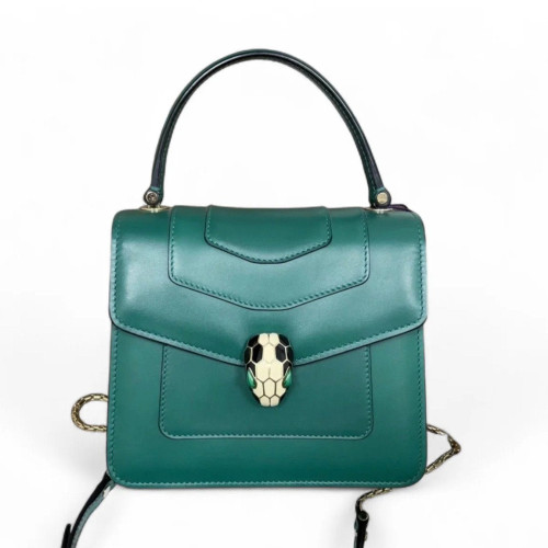 Bvlgari Small Serpenti Forever Top Handle Bag Smooth Calfskin Green