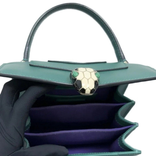 Bvlgari Small Serpenti Forever Top Handle Bag Smooth Calfskin Green