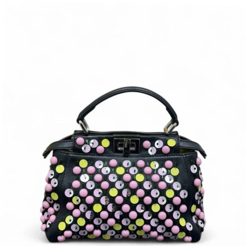 Fendi Peekaboo Mini Lambskin Sequin Resin Black Pink Yellow