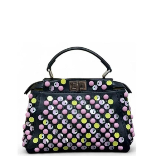 Fendi Peekaboo Mini Lambskin Sequin Resin Black Pink Yellow
