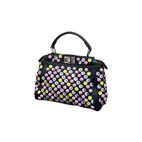 Fendi Peekaboo Mini Lambskin Sequin Resin Black Pink Yellow