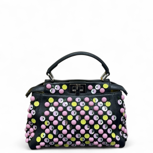 Fendi Peekaboo Mini Lambskin Sequin Resin Black Pink Yellow