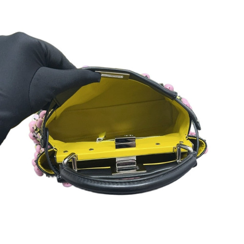Fendi Peekaboo Mini Lambskin Sequin Resin Black Pink Yellow