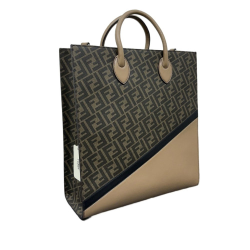 Fendi Tote Bag Zucca Calfskin Brown Black Khaki