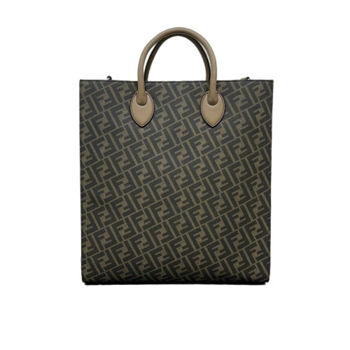 Fendi Tote Bag Zucca Calfskin Brown Black Khaki